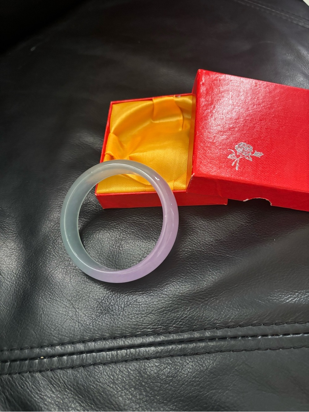 Lavender and Pale Green Translucent Jade Bangle Bracelet